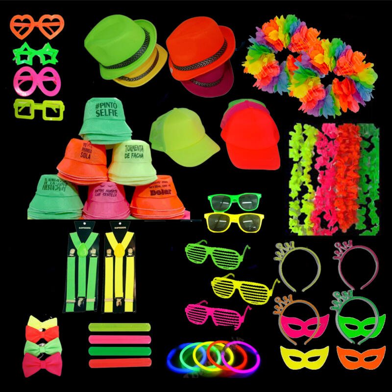 Combo cotillon SUPER fluo premium para 80-120 personas - Imagen 2